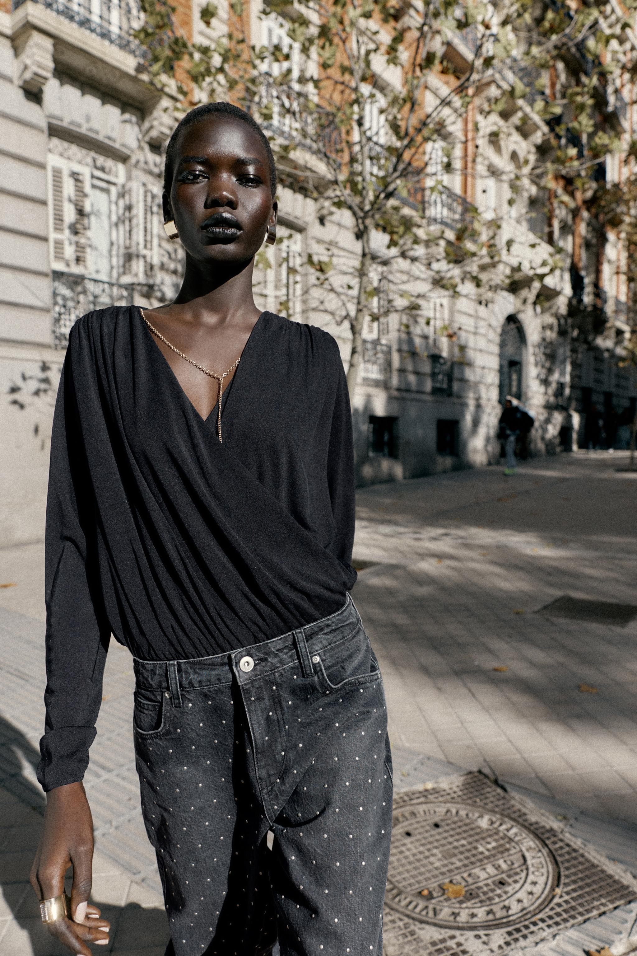 Z1975 HIGH WAIST LOOSE STRAIGHT JEANS WITH SPARKLE